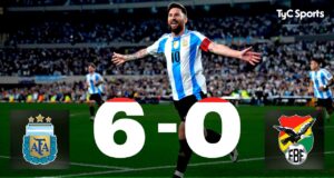 Argentina goleó a Bolivia 6 a 0 con un hat trick de Lionel Messi en una noche soñada