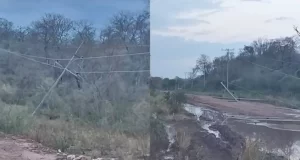Temporal en el este salteño: postes caídos y cortes de luz en Rivadavia Banda Sur