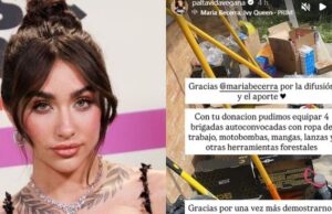 María Becerra donó equipamiento clave para brigadas que combaten los incendios en Chubut