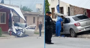 Violento choque en barrio Solidaridad: un auto se incrustó en un comercio